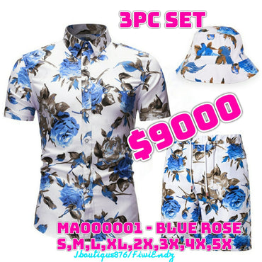 MA000001 - 3 pc matching suits - BLUE ROSE