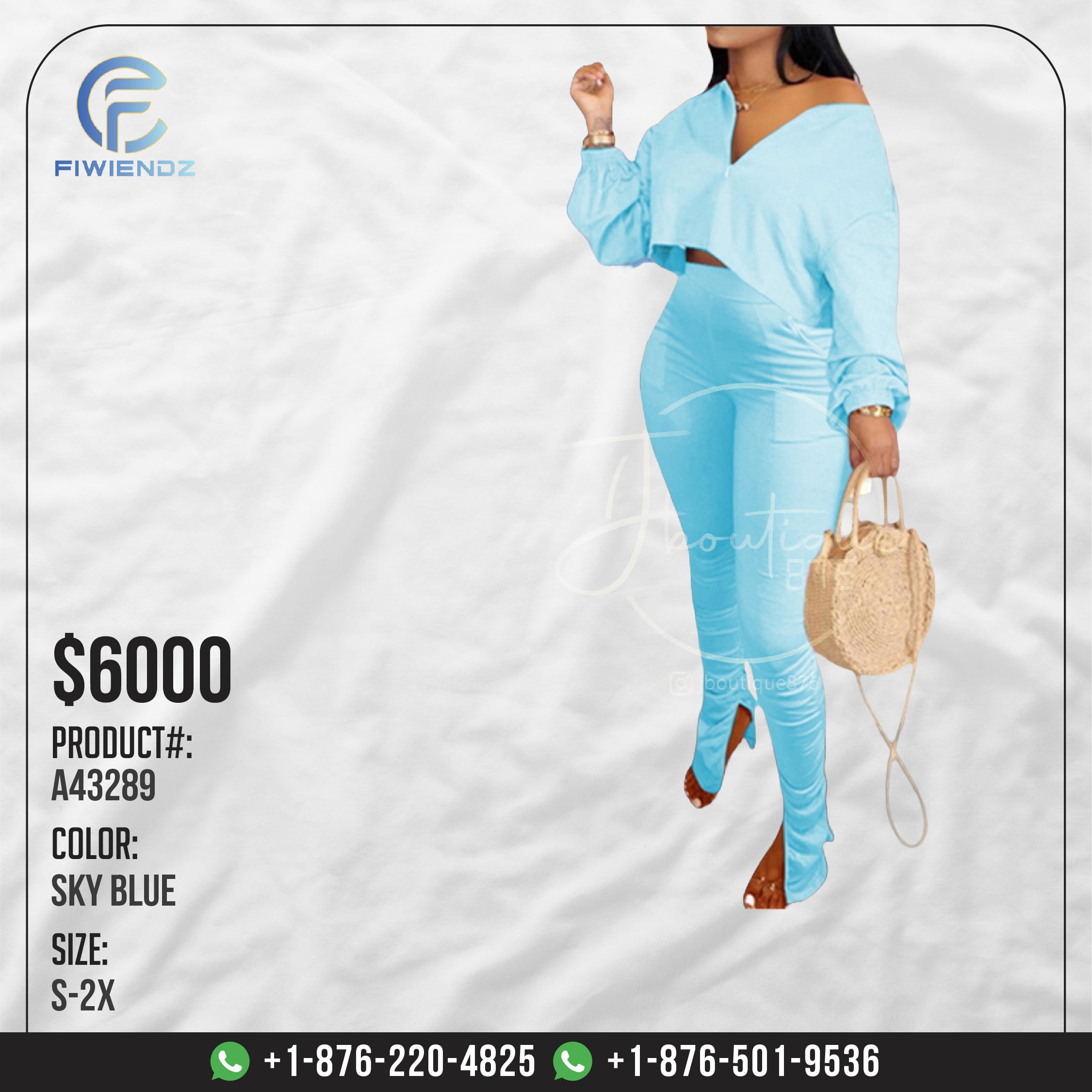 Women's Matching Sets - JBA43289 - Sky  Blue