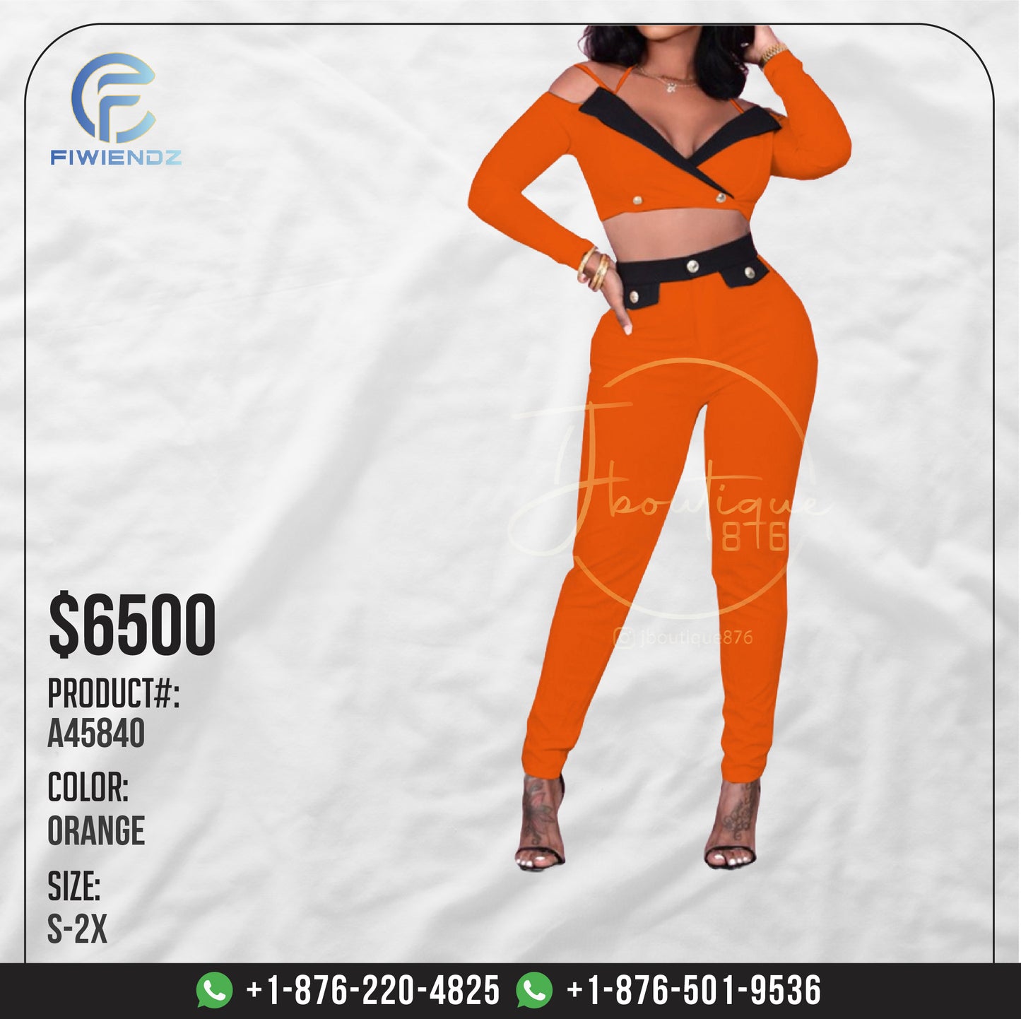 Women's Matching Sets - JBA45840 - Orange