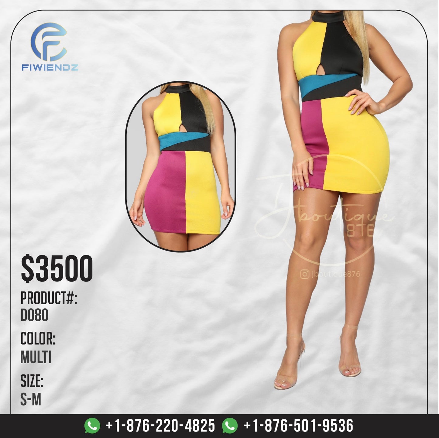 1 x Julia Colorblock Mini Dress - Multi