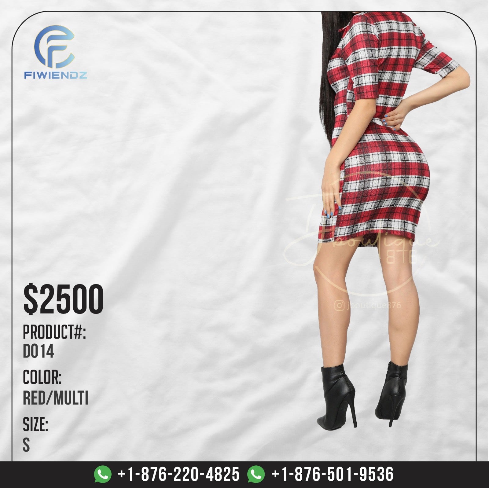 Mystery Plaid Dress - Red/Multi - S