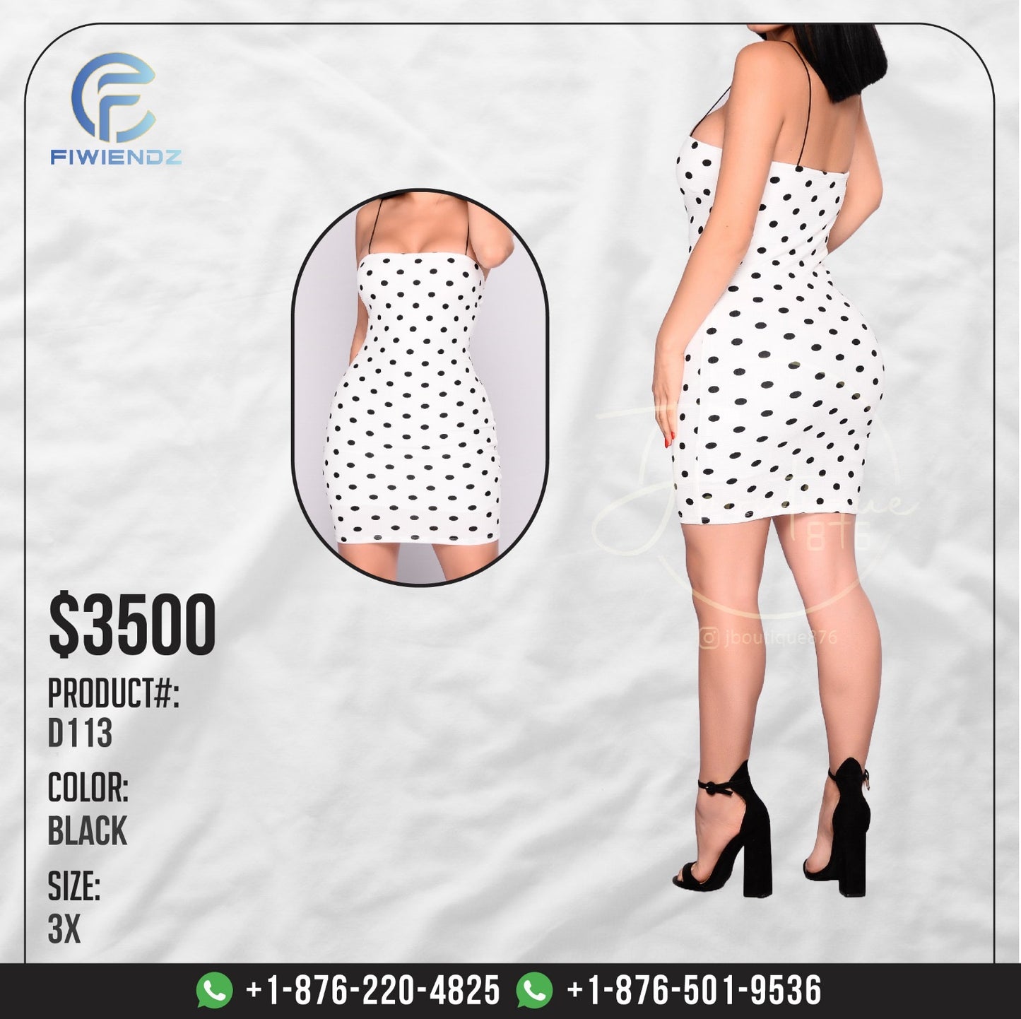 1 x Spot On Polka Dot Dress - Black  3X