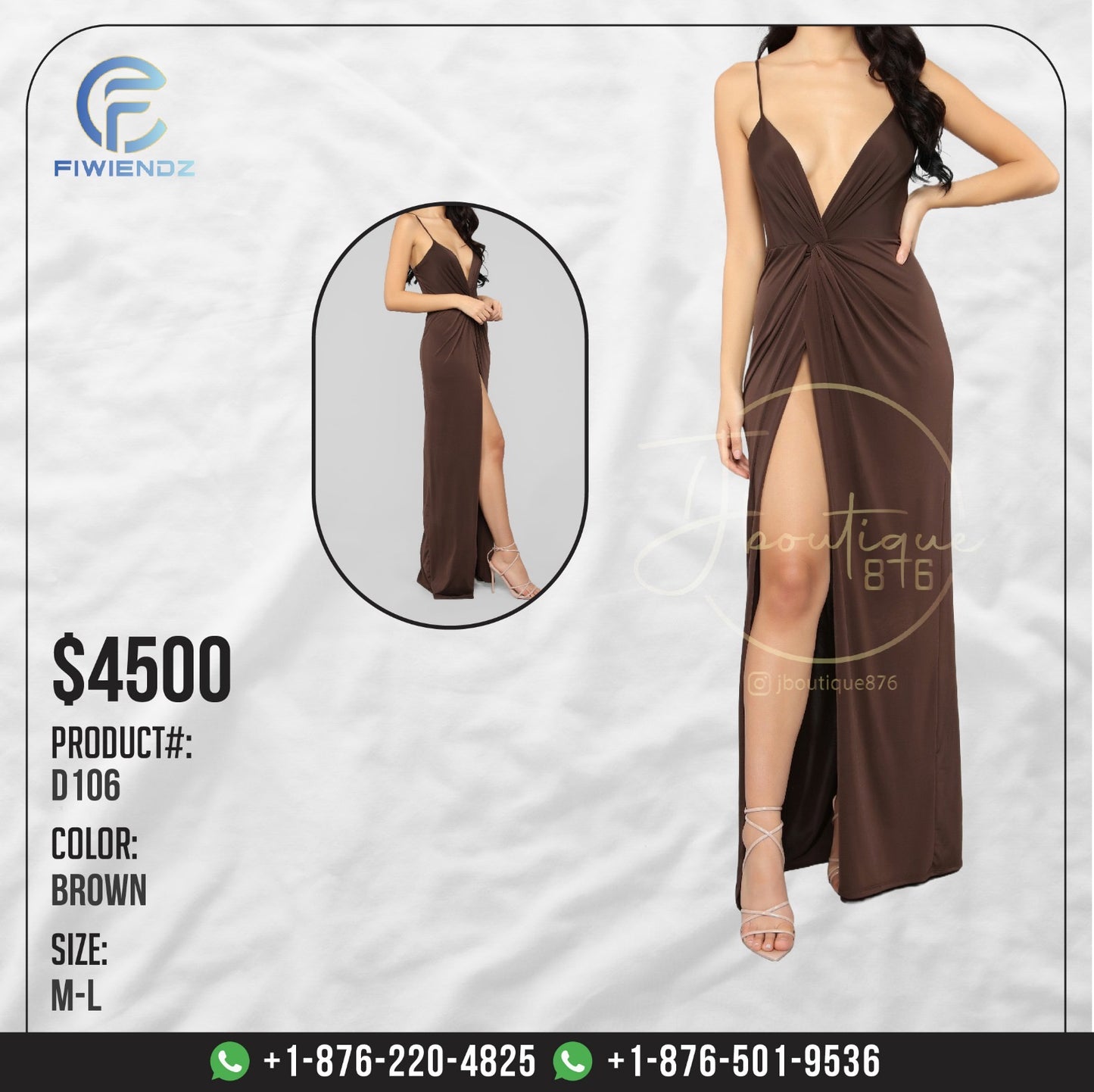 1 x Knot One To Overlook Maxi Dress - Brown