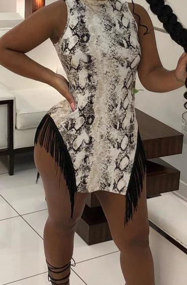 Touch of Tassels Slim White Dress