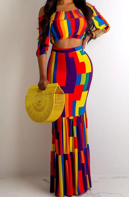 Love of Colors Two-piece Skirt  Set