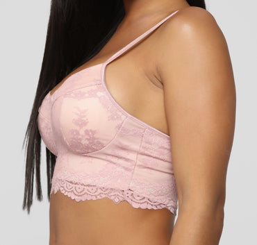 1 x Lets Meet Later Lace Bralette - Rose