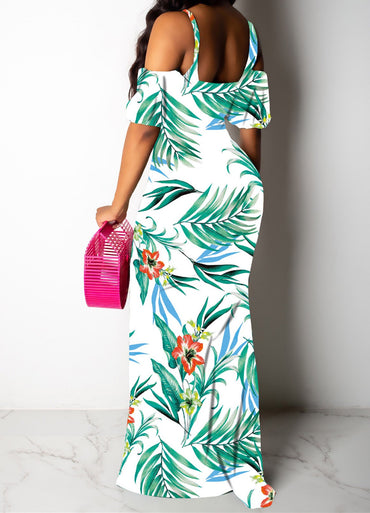 Floral Tube Top White Dress