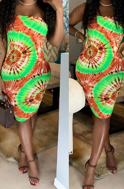 Green Strapless Tube Dress