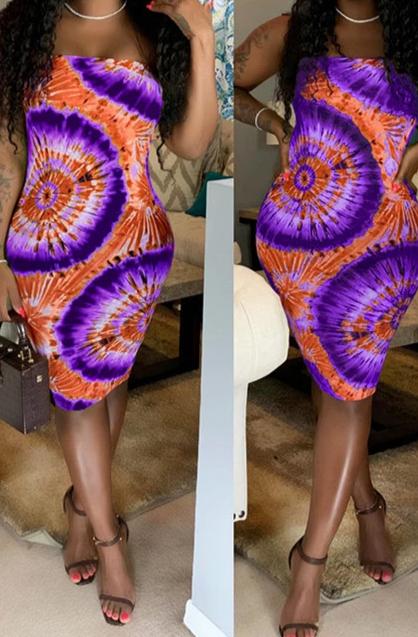 Purple Strapless Tube Dress