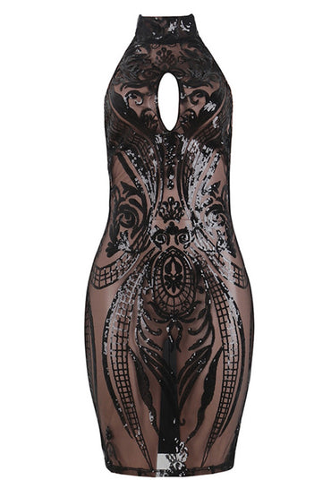 Backless & Sleeveless Black Dress